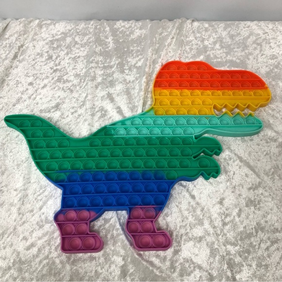 Jumbo Dinosaur Pop It T-Rex multi color rainbow toy - Picture 2 of 5